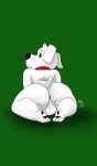  2019 anus balls big_butt brian_griffin butt cake_top canid canine canis collar digital_media_(artwork) domestic_dog family_guy fur genitals hi_res looking_at_viewer male mammal nude short_stack simple_background solo thick_thighs white_body white_fur 