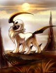  absol ambiguous_gender cloud day fur grass hi_res koriarredondo nintendo pok&eacute;mon pok&eacute;mon_(species) red_eyes signature solo sun video_games 