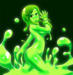  2011 5_fingers alternate_version_at_source breasts female fingers frenzy_altron goo_creature green_body humanoid looking_at_viewer nude open_mouth open_smile side_boob slime smile solo teasing 