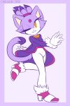  2015 2:3 anthro blaze_the_cat clothing dancing domestic_cat felid feline felis female footwear fur gloves handwear happy hi_res mammal one_eye_closed purple_background purple_body purple_fur shoes simple_background smile solo sonic_the_hedgehog_(series) spacecolonie yellow_eyes 