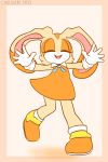  2015 2:3 anthro clothing cream_the_rabbit dancing dress eyes_closed female footwear fur gloves handwear happy hi_res lagomorph leporid mammal open_mouth open_smile orange_body orange_fur rabbit shoes simple_background smile solo sonic_the_hedgehog_(series) spacecolonie tan_body tan_fur white_body white_fur 