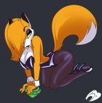  2019 anthro breasts canid canine clothing diamond_(gem) female fox gem hair hi_res looking_at_viewer mammal solo twintailsinc 