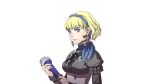  1girl blonde_hair blue_eyes blue_hair constance_(fire_emblem) earrings fire_emblem fire_emblem:_three_houses garreg_mach_monastery_uniform hairband highres jewelry kurahana_chinatsu looking_at_viewer multicolored_hair official_art scarf simple_background solo two-tone_hair upper_body white_background 