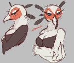  absurd_res accipitriform avian big_breasts bird bra breasts clothing digital_media_(artwork) female fur hi_res looking_at_viewer pinup pose secretary secretary_bird underwear zexos 