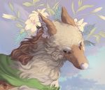  2019 aarenki blue_eyes canid canine canis digital_media_(artwork) domestic_dog fur headshot_portrait mammal portrait tan_body tan_fur 
