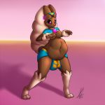  1:1 abdominal_bulge anthro belly belly_expansion big_breasts blush breasts featureless_breasts female female_pred hi_res inflation lopunny mammal midriff navel neck_bulge nintendo open_mouth oral_vore pok&eacute;mon pok&eacute;mon_(species) shikaro size_difference swallowing thick_thighs tongue video_games vore 