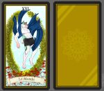  angelical card clothing floating flower flying fortune_telling hair male mammal outside plant simple_background sky solo tarot tarot_card tissue underwear 