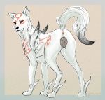  amaterasu anatomically_correct anatomically_correct_anus anatomically_correct_genitalia anatomically_correct_pussy animal_anus animal_genitalia animal_pussy animal_tail anus black_eyes butt canid canine canine_pussy canis capcom deity female feral fur genitals gloomy_hound hi_res in_heat looking_at_viewer looking_back mammal presenting presenting_anus presenting_hindquarters presenting_pussy pussy rear_view simple_background solo video_games white_body white_fur wolf ōkami 