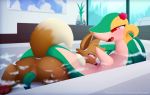  2020 4_toes anus asphyxiation bathing bathroom bathtub blush breath_play butt cheek_tuft chest_tuft cunnilingus digital_media_(artwork) duo eevee facial_tuft fangs female female/female forced genitals hi_res licking looking_pleasured lying mammal nintendo on_back open_mouth oral pawpads paws penetration pok&eacute;mon pok&eacute;mon_(species) presenting presenting_hindquarters pussy raised_tail reptile rose_(snivy) scalie sex snivy spread_legs spreading suds thick_thighs toes tongue tongue_out tuft vaginal vaginal_penetration video_games vines visionaryserpent 