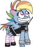  2020 clothing collar equid equine feathered_wings feathers feral friendship_is_magic grin hi_res leash maid_uniform mammal my_little_pony my_little_pony:_pony_life poniidesu pterippus rainbow_dash_(mlp) smile solo uniform wings 