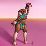 1:1 anthro breasts featureless_breasts female female_pred hi_res lopunny male male/female male_prey midriff navel nintendo open_mouth oral_vore pok&eacute;mon pok&eacute;mon_(species) shikaro size_difference thick_thighs video_games vore zoroark 