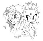  anthro black_and_white blaze_the_cat clothing domestic_cat dress duo felid feline felis female headgear headwear honey_the_cat looking_at_another mammal monochrome sketch smile sonic_the_fighters sonic_the_hedgehog_(series) spacecolonie wings 