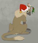  ambiguous_gender avian christmas claws clothing feral flamespitter gryphon hat headgear headwear hi_res holidays mammal mouse murid murine rodent santa_hat scarf simple_background 