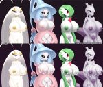  2020 anthro big_breasts bodily_fluids breasts cum cum_on_breasts cum_on_face digital_media_(artwork) female gardevoir genital_fluids genitals group hatterene hi_res huge_breasts humanoid legendary_pok&eacute;mon mammal mewtwo nintendo nipples pheromosa pok&eacute;mon pok&eacute;mon_(species) pussy simple_background spaca thick_thighs ultra_beast video_games 