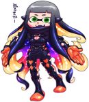  breasts capcom cephalopod clothed clothing coleoid cosplay decapodiform fangs female green_eyes humanoid inkling leather looking_at_viewer marine mollusk monster_hunter namielle nezumi nintendo open_mouth scarf simple_background small_eyebrows splatoon video_games 