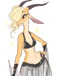  antelope anthro blonde_hair bovid breasts cleavage clothed clothing disney female gazelle gazelle_(zootopia) glistening hair horn mammal midriff simple_background solo toifshi white_background wide_hips zootopia 