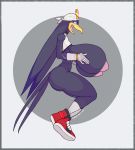  2020 anthro avian big_breasts bird blue_eyes bottomless breasts butt clothed clothing exposed_breasts female hi_res hirundinid holding_breast huge_breasts mostly_nude nipples non-mammal_breasts purple_body purple_skin robotjoe sega simple_background solo sonic_riders sonic_the_hedgehog_(series) swallow_(bird) thick_thighs thin_waist video_games wave_the_swallow 