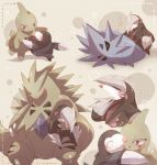  cub drilbur excadrill larvitar nintendo pok&eacute;mon pok&eacute;mon_(species) pupitar shixiexiaomo size_difference tyranitar video_games young 