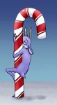  2018 4chan absurd_res anthro antlers bedfellows candy candy_cane christmas digital_media_(artwork) fatigue food fur half-closed_eyes hi_res holidays horn jackalope lagomorph looking_at_viewer male mammal multicolored_body multicolored_fur narrowed_eyes purple_body purple_fur simple_background smile solo two_tone_body two_tone_fur unknown_artist 