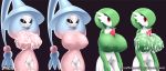  2020 big_breasts bodily_fluids breasts cum cum_on_breasts cum_on_face digital_media_(artwork) duo female gardevoir genital_fluids genitals hatterene hi_res huge_breasts humanoid mammal multiple_versions nintendo nipples not_furry pok&eacute;mon pok&eacute;mon_(species) pussy simple_background spaca thick_thighs video_games 