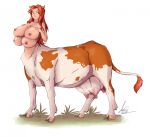  4_boobs agropuer bovine breasts cattle female greywolfblacksock hair hooves horn human hybrid mammal multi_breast nude red_hair taur teats udders 