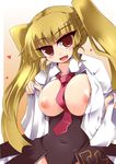  asmodeus blonde_hair breasts large_breasts necktie open_clothes open_shirt shirogane_(platinum) shirt solo stakes_of_purgatory twintails umineko_no_naku_koro_ni 