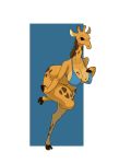  bottomless breasts clothed clothing collarbone female full-length_portrait giraffe giraffid hi_res hooves horn mammal nipple_outline ossicone portrait simple_background sollarian solo spots 