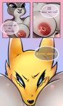  2020 absurd_res anthro areola big_breasts breast_rest breasts canid clothing digimon digimon_(species) disney duo female hi_res huge_breasts judy_hopps lagomorph legwear leporid mammal nipples nude rabbit renamon simple_background smile squish thick_thighs thigh_highs thigh_squish transformation winter_nacht zootopia 