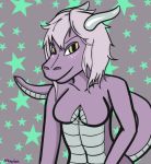  anthro breasts colorful digital_media_(artwork) dragon female happy hexxien horn plum_(disambiguation) pop scalie solo 