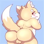  2019 balls belly blush butt canid canine canis cub domestic_dog genitals hi_res kemono kusosensei male mammal simple_background slightly_chubby solo young 