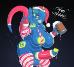  2019 5_fingers alcohol anthro areola arm_warmers armwear balls beverage big_breasts bikini blue_background bodily_fluids bottomless breasts christmas clothed clothing collar cup dax daxzor digital_media_(artwork) dragon erection fingerless_gloves fingers furgonomics genital_fluids genitals gloves green_eyes gynomorph hair hair_over_eye handwear hat headgear headwear hi_res holding_object holidays huge_breasts humanoid_penis intersex legwear looking_at_viewer markings one_eye_obstructed pattern_armwear pattern_clothing pattern_legwear penis precum santa_hat sharp_teeth simple_background slightly_chubby sling_bikini smile solo stockings striped_armwear striped_clothing striped_genitalia striped_legwear striped_penis striped_stockings stripes swimwear tail_clothing tail_warmer teeth thick_thighs vein 