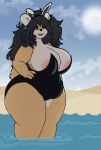  2020 anthro beach belly big_breasts big_butt biped breasts bunny_costume butt clothed clothing costume cricetid curvy_figure digital_drawing_(artwork) digital_media_(artwork) fake_ears female fingers fur georgie_(mexifurfoof) hair hamster huge_breasts looking_at_viewer mammal mexifurfoof nipples open_mouth outside overweight rodent sand seaside sky smile solo swimwear thick_thighs voluptuous water wide_hips 
