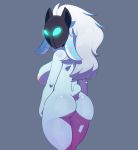  absurd_res anthro breasts butt female glowing glowing_eyes grey_background hi_res kindred_(lol) league_of_legends looking_at_viewer looking_back mask nude riot_games side_boob simple_background solo somescrub video_games 