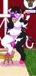  absurd_res anthro big_breasts black_body black_fur black_hair bovid bovine breasts cattle collar cowbell digital_media_(artwork) ear_tag farm featureless_breasts featureless_crotch female fur hair hi_res hooves horn huge_breasts mammal overweight piercing purple_body purple_skin slightly_chubby smile solo thick_thighs white_body white_fur xheten 
