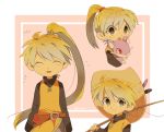  1girl ^_^ blonde_hair blush closed_eyes creature facing_viewer fishing_rod flat_chest gen_1_pokemon grey_eyes hat holding holding_fishing_rod holding_pokemon mouse multiple_views pokemon pokemon_(creature) pokemon_special ponytail rattata straw_hat yellow_(pokemon) 