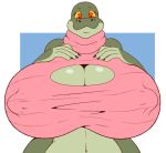  big_breasts breasts clothing female margret_stalizburg nipples reptile scalie shirt simple_background snake solo topwear zp92 