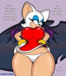  big_breasts breasts clothing cosplay female hi_res hyperflannel panties rouge_the_bat sonic_the_hedgehog_(series) tight_clothing underwear wings 