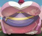  asian_clothing big_breasts breasts cleavage clothed clothing digimon digimon_(species) east_asian_clothing gatomon grinex hi_res huge_breasts hyper hyper_breasts japanese_clothing kimono macro solo umbrella 