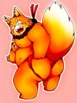  2013 anthro asian_clothing belly blush butt canid canine clothing east_asian_clothing fox fundoshi humanoid_hands japanese_clothing kemono male mammal moobs nipples overweight overweight_male simple_background solo underwear yaoyasohachi 