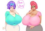  big_breasts breasts cleavage clothed clothing cookie_crumbles_(mlp) female friendship_is_magic hi_res horn horned_humanoid huge_breasts humanoid mature_female mrs._shy_(mlp) my_little_pony simple_background sundown_(artist) 