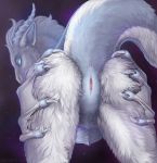  2020 anthro anus digital_media_(artwork) dragon female fur furred_dragon genitals hair hi_res himeragoldtail horn membrane_(anatomy) membranous_wings pussy solo white_hair wings 