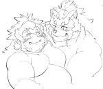 belly blush canid canine exe_exem goemon_(tas) hair human long_hair male male/male mammal musclegut pecs ponytail raccoon_dog selfcest square_crossover tanuki tokyo_afterschool_summoners video_games 