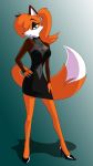  anthro canid canine clothing collar dress female footwear fox green_eyes hi_res high_heels looking_at_viewer mammal rebecca_cyrus seductive shoes simple_background spread_legs spreading thelonecrow whitephoenix52_(artist) 