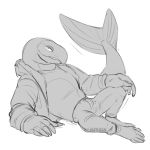  1:1 2020 anthro clothed clothing digital_media_(artwork) erection erection_under_clothing fish kyrosh lying male marine on_side salmon salmonid_(fish) smile smirk solo tenting 