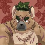  1:1 2020 anthro black_nose canid canine canis cute_fangs domestic_dog hi_res kemono mammal nikunabe1989 nipples overweight portrait scar solo tokyo_afterschool_summoners video_games yasuyori 