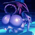 1:1 2020 absurd_res alien all_fours anthro balls big_balls big_butt big_penis butt butt_focus claws crouching digital_media_(artwork) dragon genitals girly hi_res huge_butt looking_at_viewer looking_back male metroid nintendo nude penis presenting presenting_hindquarters raised_tail ridley riendonut scalie solo space_dragon_(metroid) thick_thighs video_games wide_hips wings 
