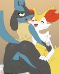  2020 absurd_res anthro anthro_on_anthro anthro_penetrated anthro_penetrating anthro_penetrating_anthro balls blush bodily_fluids braixen butt canid digital_media_(artwork) duo female female_penetrated genitals green_eyes hi_res inner_ear_fluff lucario male male/female male_penetrating male_penetrating_female mammal nintendo open_mouth patreon penetration penis pok&eacute;mon pok&eacute;mon_(species) pussy saliva sex tongue tongue_out tuft vaginal vaginal_penetration video_games winick-lim 