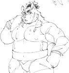  2020 anthro belly bodily_fluids canid canine canis domestic_dog exe_exem kemono male mammal moobs musclegut nipples overweight overweight_male scar simple_background sumo sweat tokyo_afterschool_summoners video_games yasuyori 