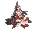  1girl alternate_costume bangs black_jacket blush bow braid breasts brown_eyes damaged full_body gift girls_frontline grey_hair gun hair_between_eyes hair_ornament hat hat_removed headwear_removed jacket jacket_removed legs lewis_(girls_frontline) lewis_gun long_hair long_sleeves machine_gun medium_breasts red_footwear scarf shirt shoes shoes_removed single_shoe sitting solo starshadowmagician tears thighhighs torn_clothes torn_legwear torn_shirt transparent_background weapon white_legwear white_shirt 