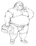  2020 anthro aretna belly bottomwear bulge canid canine clothing doughnut eating food hi_res kemono male mammal obese overweight overweight_male shirt shorts simple_background solo topwear white_background 